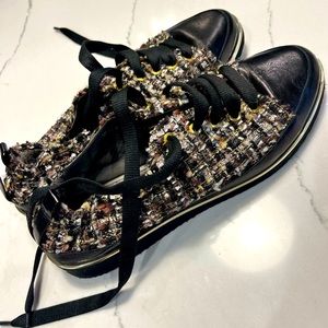 Ron White "Nova Boucle" Tweed & Metallic Lace-up Sneakers Size 38.5 (US 8)